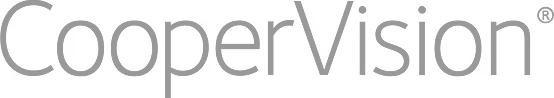The image shows the CooperVision logo, featuring the brand name CooperVision in a modern, black font with a registered trademark symbol at the top right—perfect for medtech marketing and brand strategy initiatives.