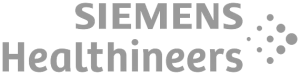Siemens Healthineers logo with bold black text and a cluster of dots forming a partial arc on the right side, reflecting innovative medtech marketing and impactful brand strategy.