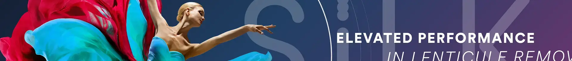 A ballerina in a dynamic pose, wearing a flowing, colorful dress, extends her arm gracefully against a blue background with the words ELEVATED PERFORMANCE in bold white text—a perfect metaphor for market shaping excellence.