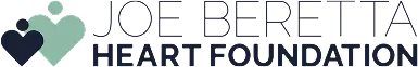 Logo for the Joe Beretta Heart Foundation with two overlapping heart shapes, one dark blue and one light green, next to the foundations name in dark text—ideal for healthcare marketing and brand strategy initiatives.