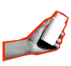 A hand holding a plain, white pill bottle; the image is outlined with a bold red border—perfect for any MedTech marketing or consumer health marketing campaign.
