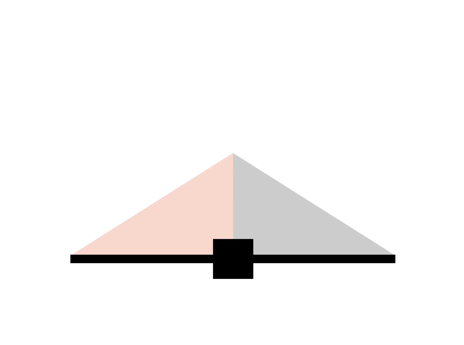 Simple illustration of a tent with a black entrance, the left side shaded pink and the right side shaded gray, set against a black background—perfect for conveying bold brand strategy or medtech marketing concepts.