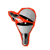A stylized illustration of a light bulb with a black rocket flying through its center, surrounded by stars—perfect for a dynamic pharma marketing agency. The image features bold red and black outlines on a transparent background.
